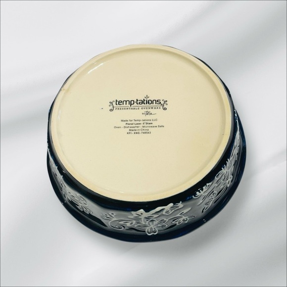 Temp-Tations Presentable Ovenware Floral Lace Bowls Set Of 4 5" scalloped edges - Picture 4 of 12